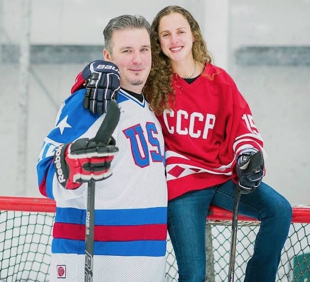 Mike and Irina hockey photo